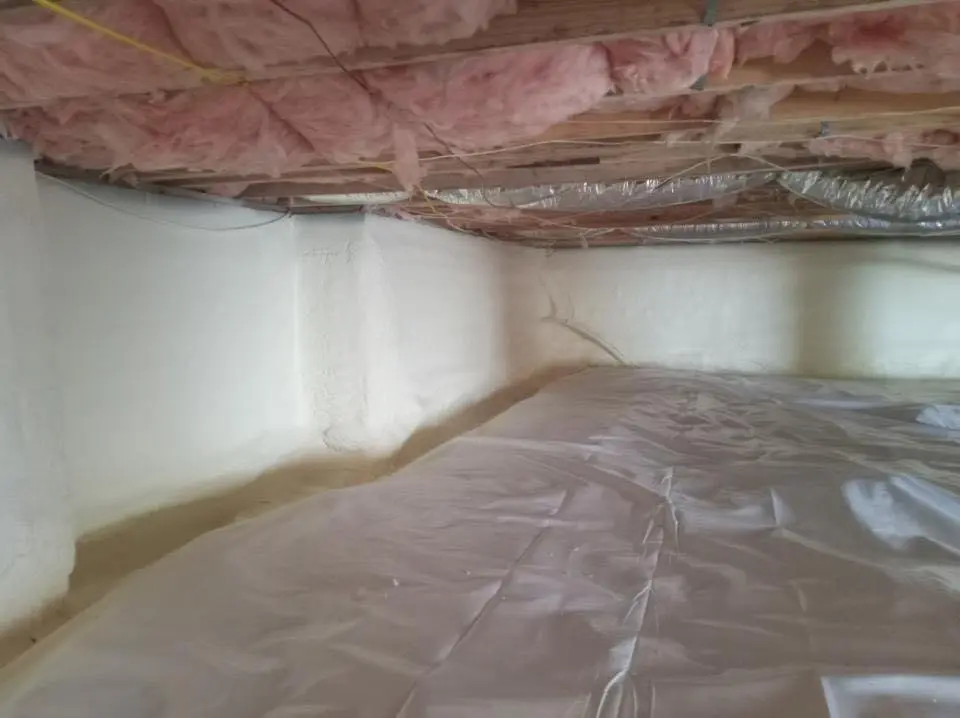 Crawl space encapsulation with closed-cell spray foam for Metal Roof Coating in Cabot